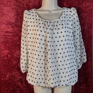 Forever 21 White and Black Polka Dot Blouse